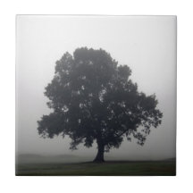 Foggy Tree Ceramic Tile