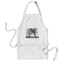 Foggy Trees Black & White Aprons
