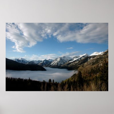 Foggy valley in the Colorado mountains Poster by silbecl