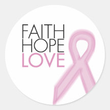 Foi, espoir, amour - appui de cancer du sein autocollants ronds