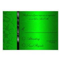 Foil Damask Green  Reply Card Custom Announcement