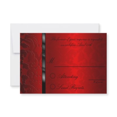 Foil Damask Red  Reply Card Personalized Invites by ehawkins1971