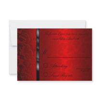 Foil Damask Red  Reply Card Personalized Invites