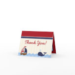 Folded Thank you Card Ahoy Nautical Whale Boat