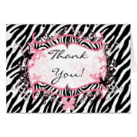 Folded Thank you Card Girly Butterfly Zebra Print