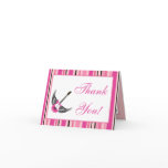 Folded Thank You Card Girly Girl Pink Punk Skull