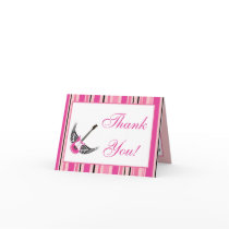Folded Thank You Card Girly Girl Pink Punk Skull