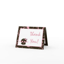 Folded Thank You Card Girly Girl Pink Punk Skull