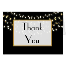 Folded Thank You Card Glowing Summer Lights on Bla