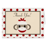 Folded Thank you Card Red Sock Monkey