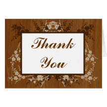 Folded Thank You Card Wooden Plank Floral Wedding