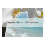 Folded Wedding Invitation, Aqua Beach Orchid Card