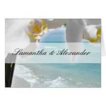 Folded Wedding Invitation, Aqua Beach Orchid Card
