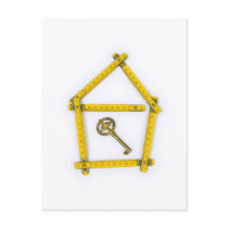 folding ruler, house shape and key postcards
