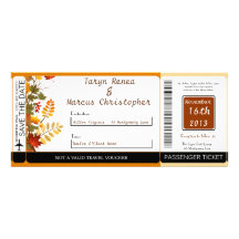 Foliage Branch Boarding Pass Wedding Invitation
