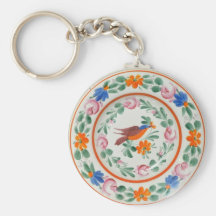 Folk Art Bird and flowers Key Chain