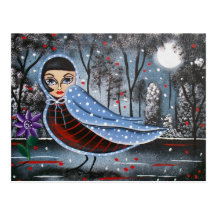 FOLK ART Bird Lady BY LORI EVERETT postcard