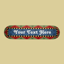 Folk Art Blue Red Green - Customizable skateboards