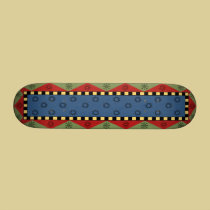 Folk Art Blue Red Green skateboards