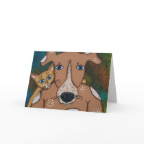 FOLK ART Brown Dogs Best Friend greeting cards