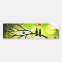 FOLK ART BY LORI EVERETT Love Birds Bumper Sticker