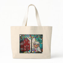 Folk Art By Lori Everett OWLS Canvas Bags