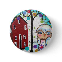 Folk Art By Lori Everett OWLS Buttons