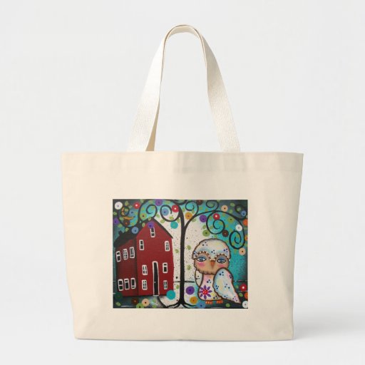 Folk Art By Lori Everett OWLS Canvas Bags