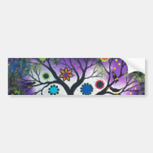 FOLK ART BY LORI EVERETT Rainbow Twilight Bumper Stickers