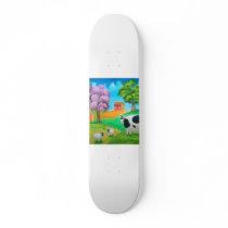 Folk art colourful cow and sheep painting