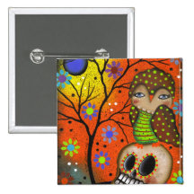 Folk Art Day Of The Dead By Lori Everett Button