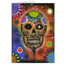 Folk Art Day Of The Dead By Lori Everett Greeting Cards