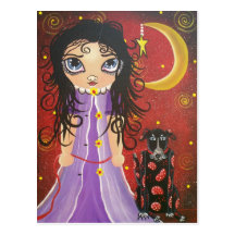 FOLK ART Doggie And Friend BY LORI postcard