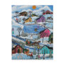 FOLK ART First Day Of Snow LORI EVERETT postcard