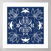 Folk Art Flower Design Poster