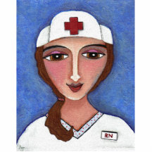 Folk Art Nurse - brunette RN Christmas ornament Cut Out