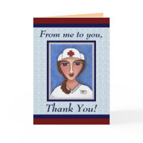 Folk Art Nurse - RN / nursing thank you card