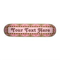 Folk Art Pink and Brown - Customizable Skate Board Decks