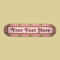Folk Art Pink and Brown - Customizable skateboards