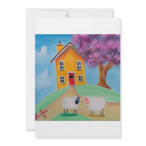 folk art sheep invitations