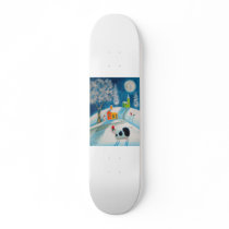 FOLK ART SNOW SCENE COW MOON SKATE DECK