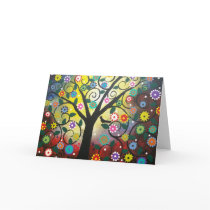 FOLK ART Tree Of Colours BY LORI greeting card