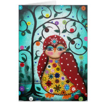 FOLK ART Watching Owl BY LORI greeting card