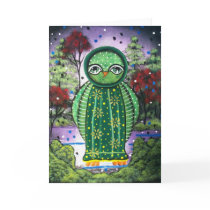 FOLK ART Whimsical Nigh Owl BY LORI greeting card