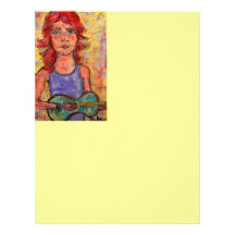 folk girl and colourful guitar custom letterhead