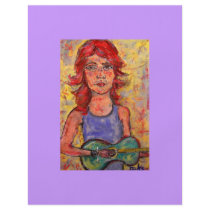 folk girl and colourful guitar flyer design