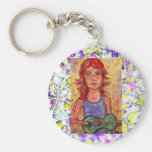 folk girl and colourful guitar keychains