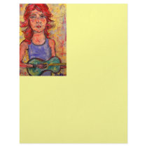folk girl and colourful guitar custom letterhead