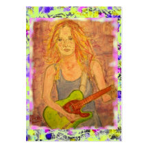 folk rock girl drip business card template