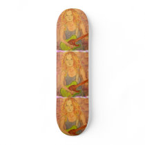 folk rock girl playin' electric collage skate board